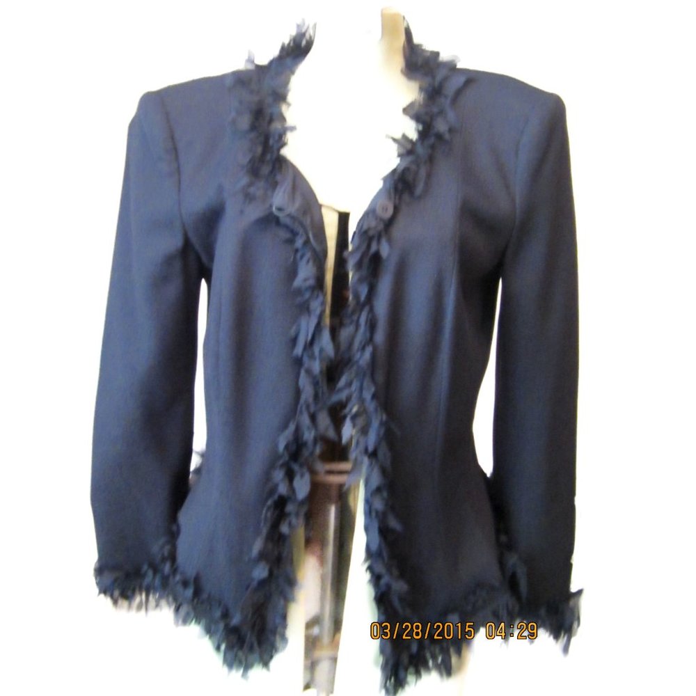 Armani Collezioni Frayed Black Blazer Size 6